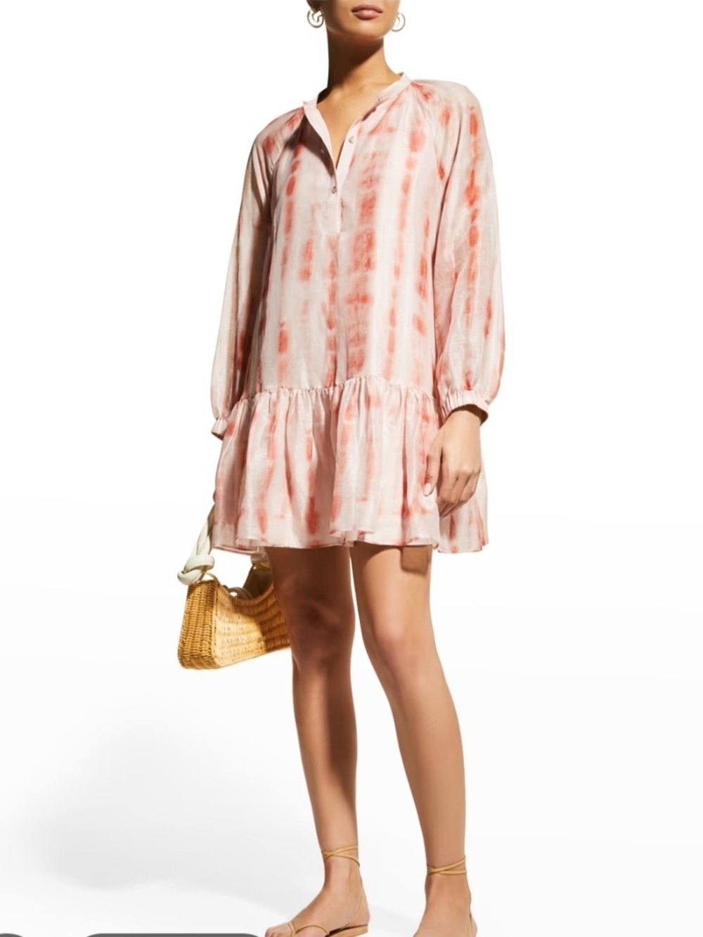 Marie Oliver Retta Ruffled Shibori Tie-Dye Mini Dress Large